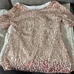 Rose Gold Sequin Short Sleeve Top